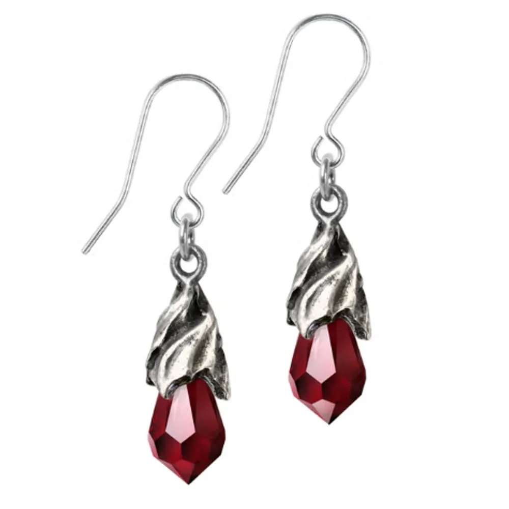 Empyrean Tear Red Crystal Earrings by Alchemy Gothic