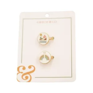 Enamel Rings-Kids set of 2 pairs - Landscape Rainbow