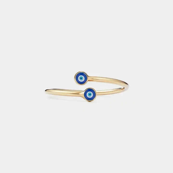 Evil Eye Adjustable Wrap Ring