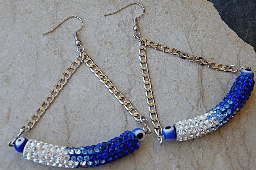 Evil eye drop earrings