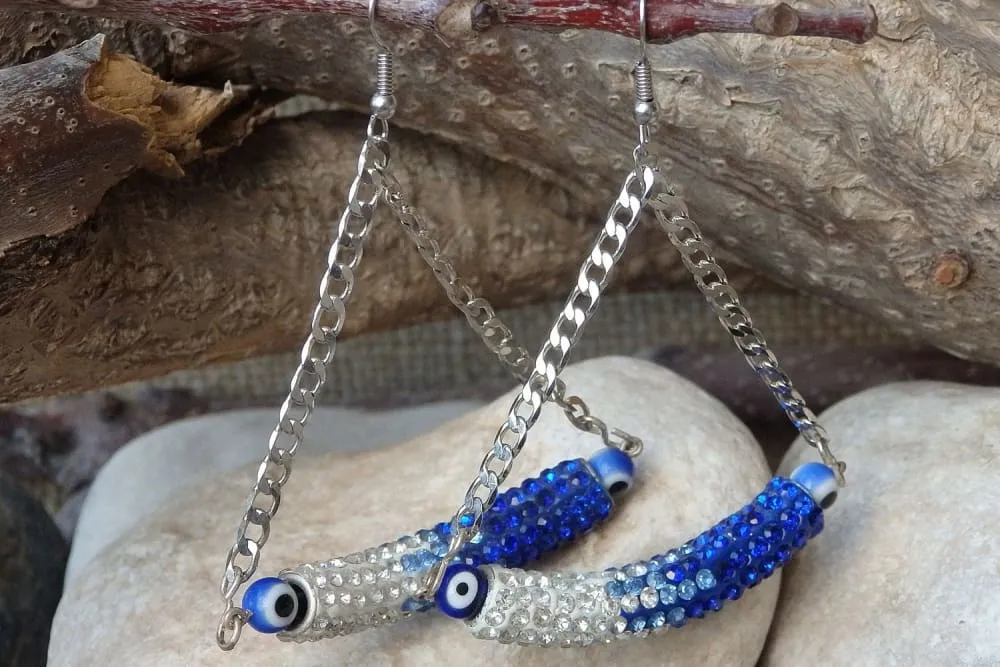 Evil eye drop earrings