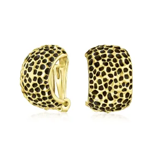 Fashion Speckle Hammered Leopard Clip-On Earrings for Non-Pierced Ears