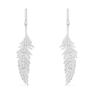 Feather Drop Earrings - Silver