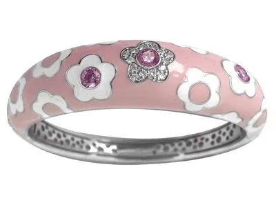 Fleur - Pink Enamel with CZ Bangle