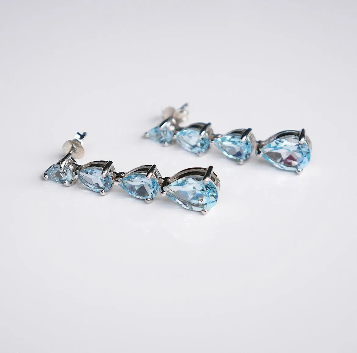 Four Topaz Waterdrop Event Earrings, .925 Sterling Silver Natural Gemstone Event Earrings