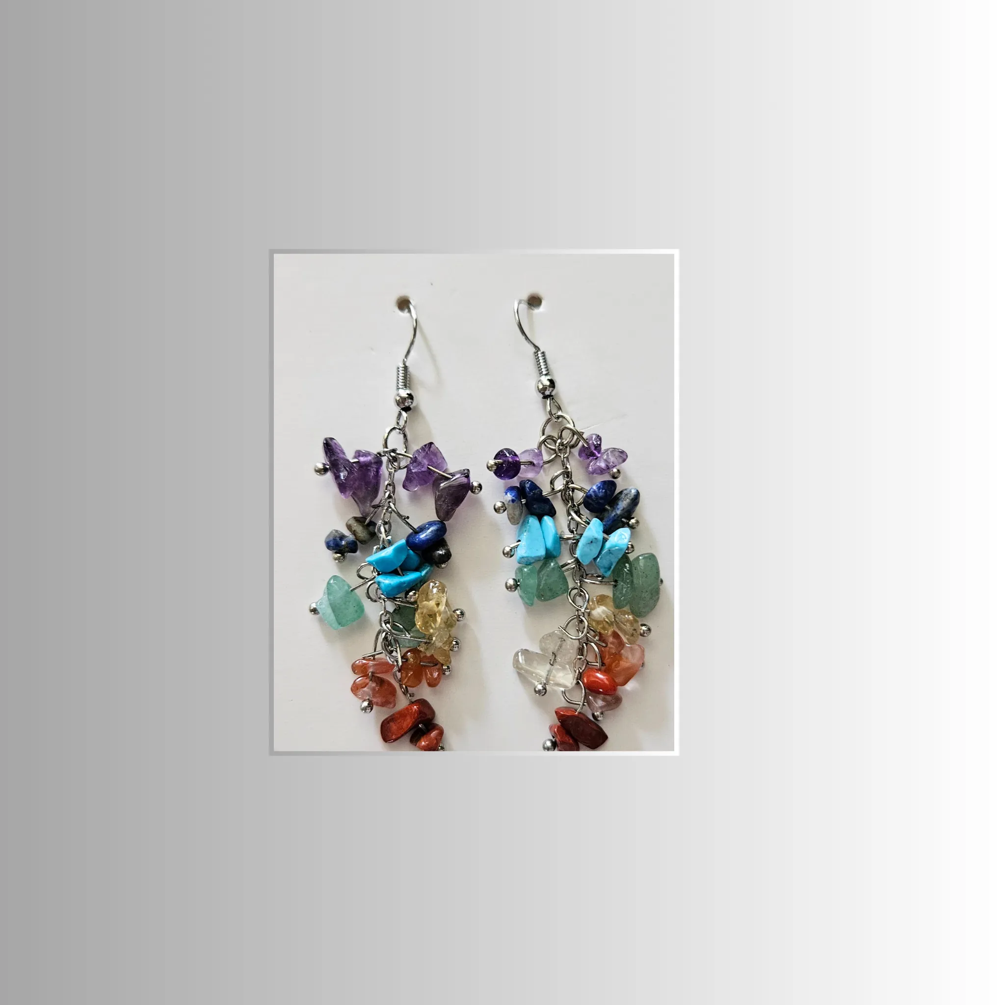 Gemstone Natural Chakra Drop Earrings