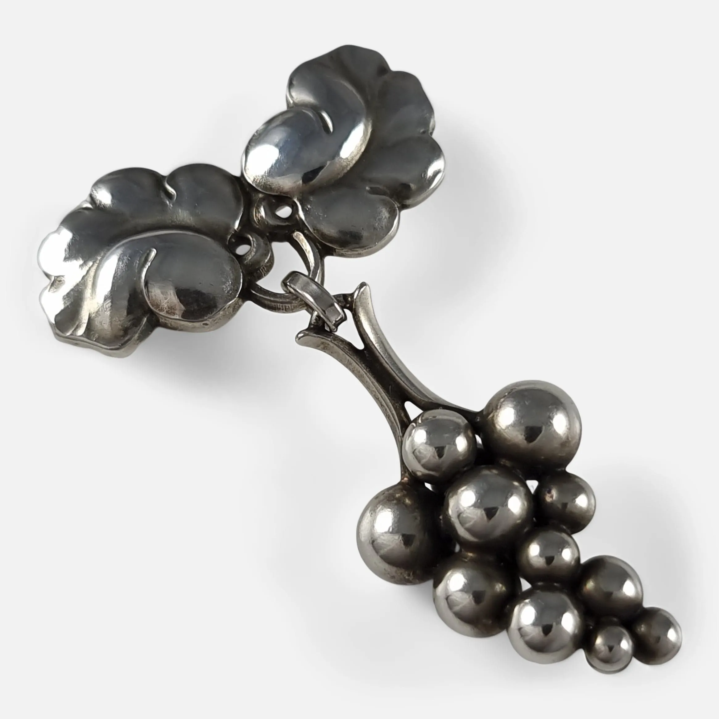 Georg Jensen Sterling Silver Moonlight Grapes Brooch #217B