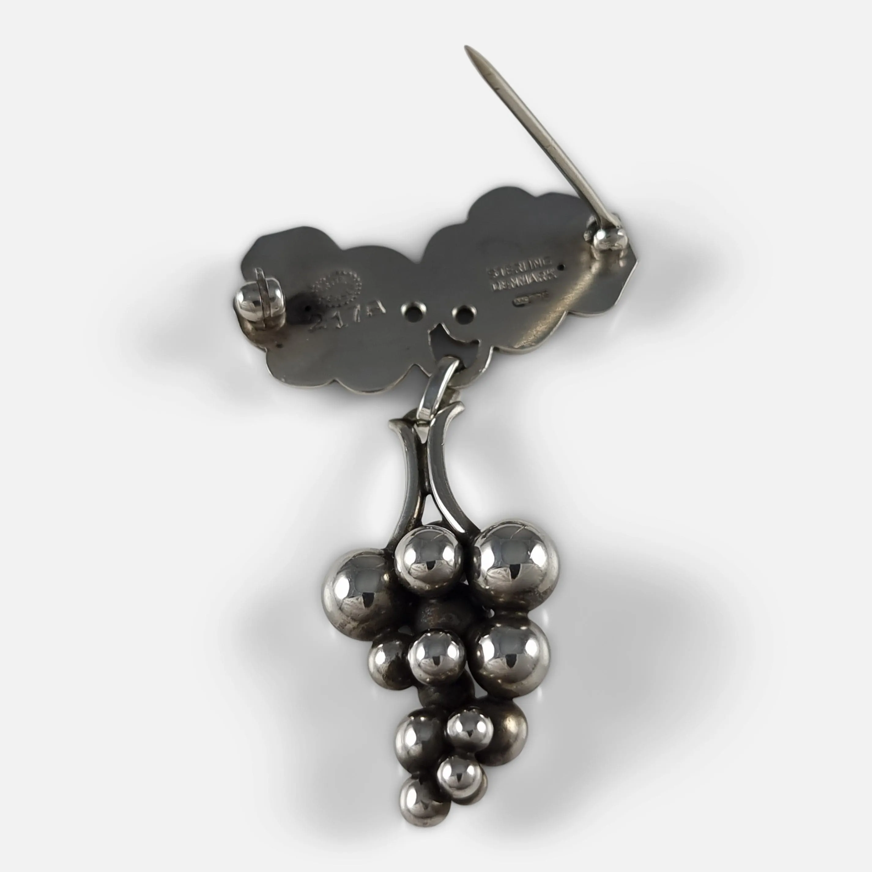 Georg Jensen Sterling Silver Moonlight Grapes Brooch #217B