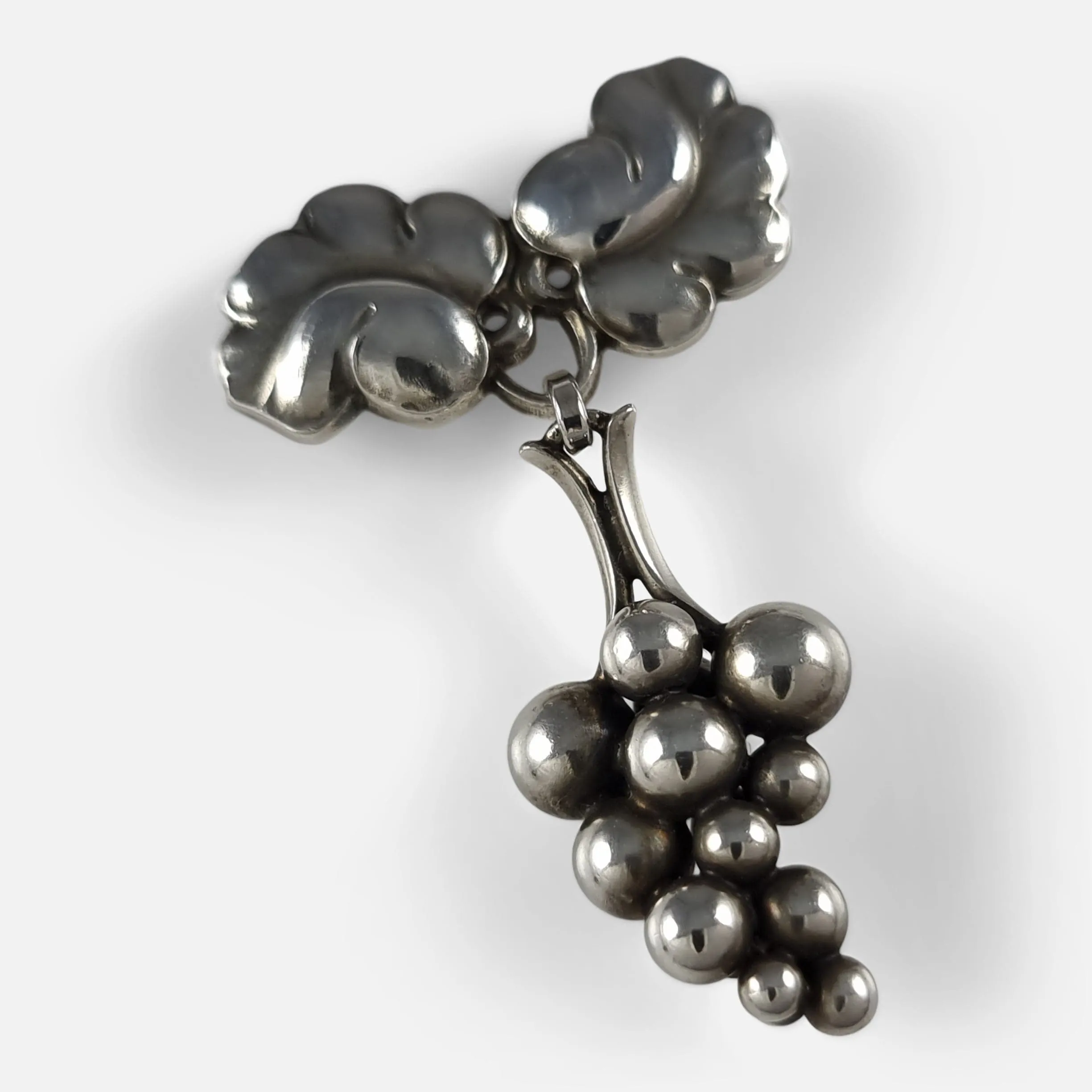 Georg Jensen Sterling Silver Moonlight Grapes Brooch #217B