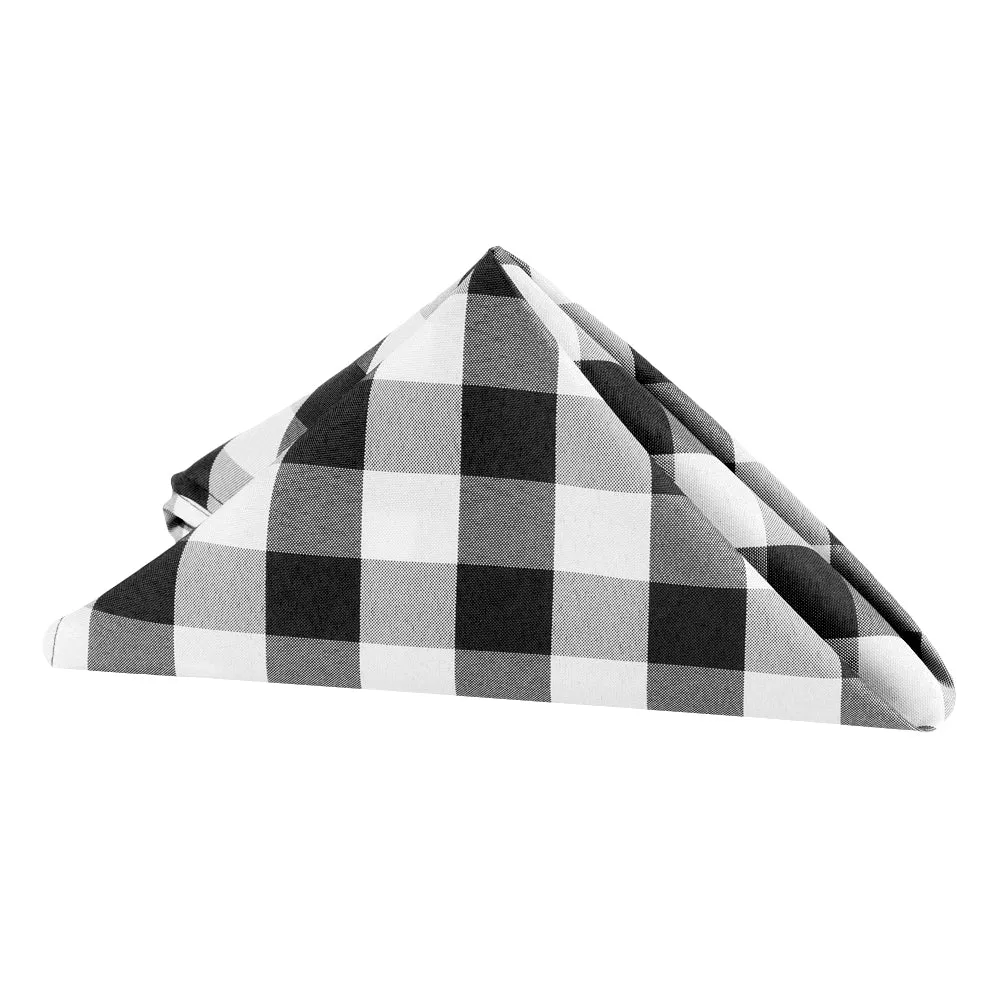 Gingham Checkered Polyester Napkin 20"x20" -  Black & White