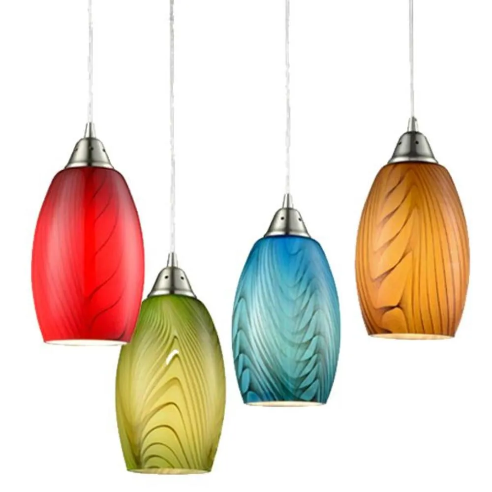 Glaze Pendant Light Hand Blown Glass (Red, Green, Blue or Amber)