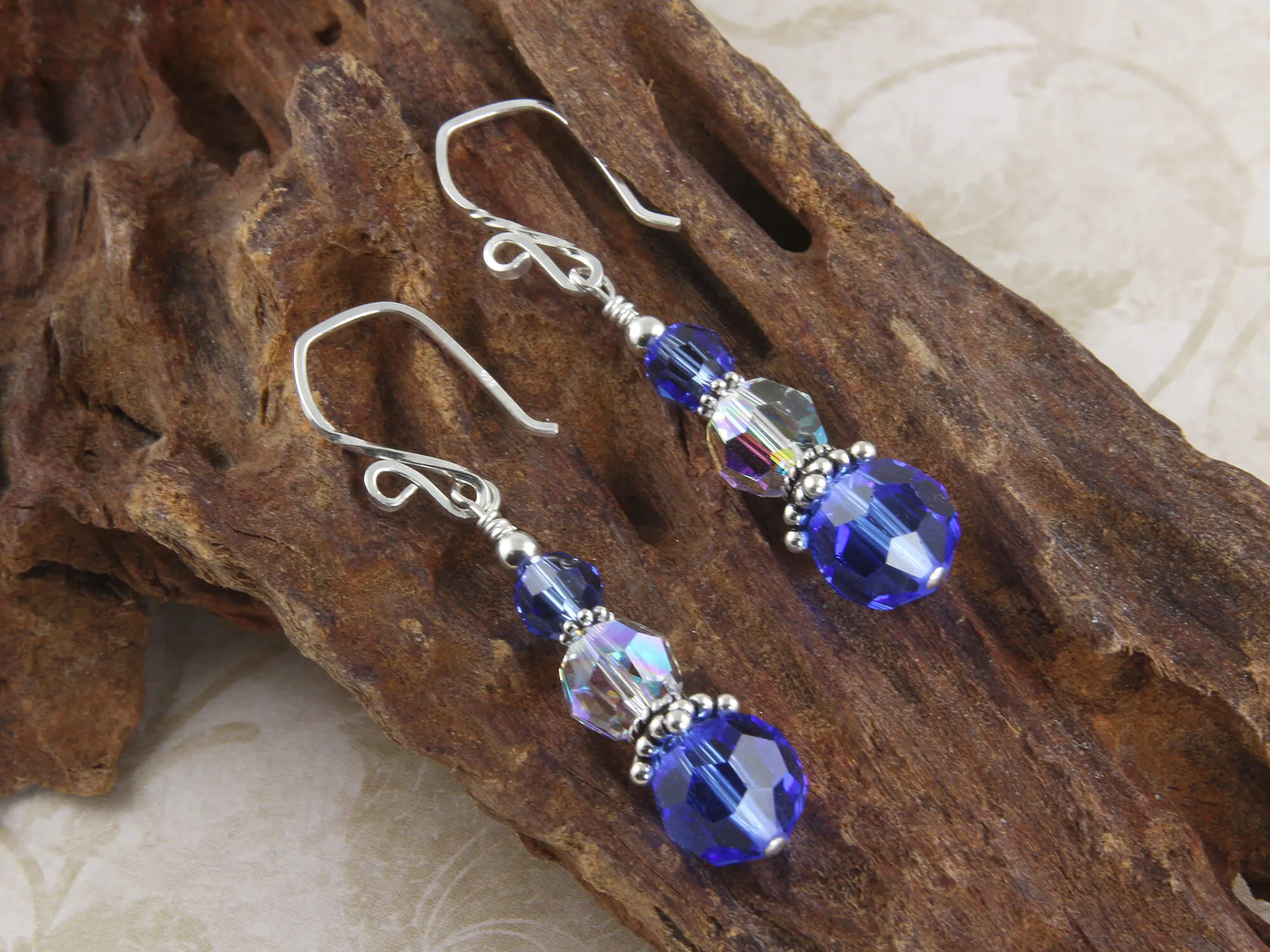 Glistening Sapphire Crystal Drop Earrings