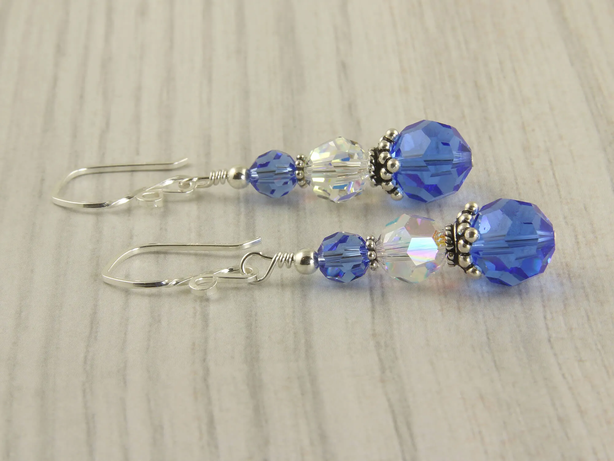 Glistening Sapphire Crystal Drop Earrings