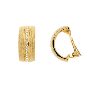 Gold & Crystal Curve Clip Earrings