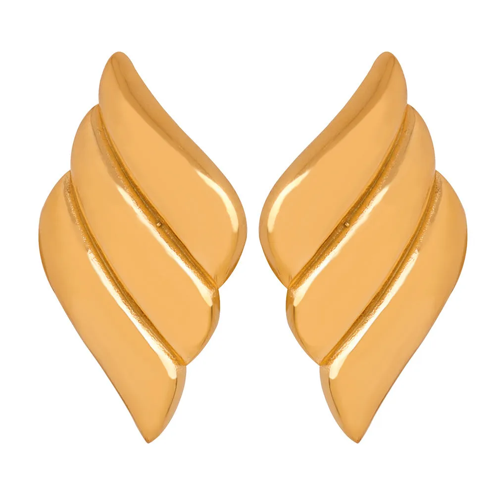 Gold-Plated Geometric Quadrilateral Striped Earrings for Women