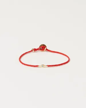 Gold Tiny Evil Eye Bracelet in Scarlet