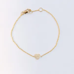 Gold Vermeil CZ Pave Heart Bracelet