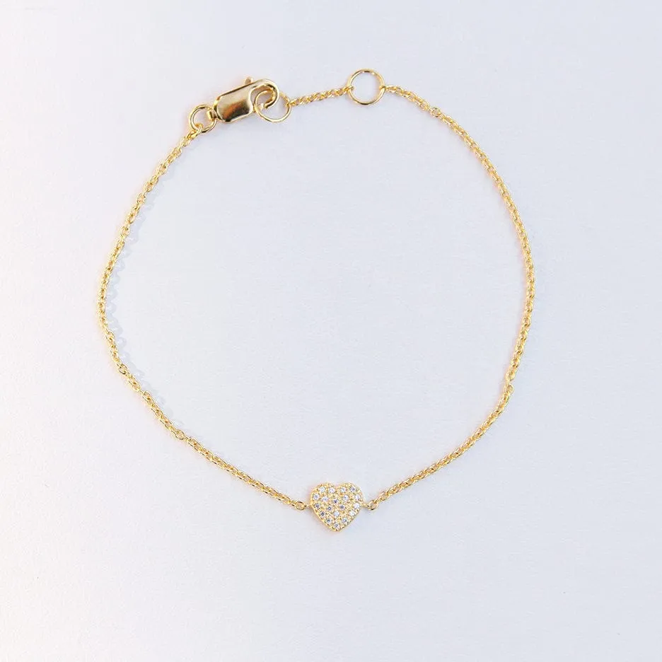 Gold Vermeil CZ Pave Heart Bracelet