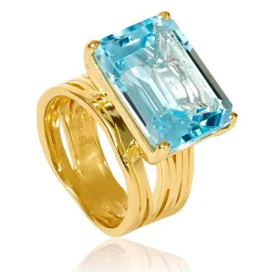 Gold Vermeil Ring Blue Topaz Pietra