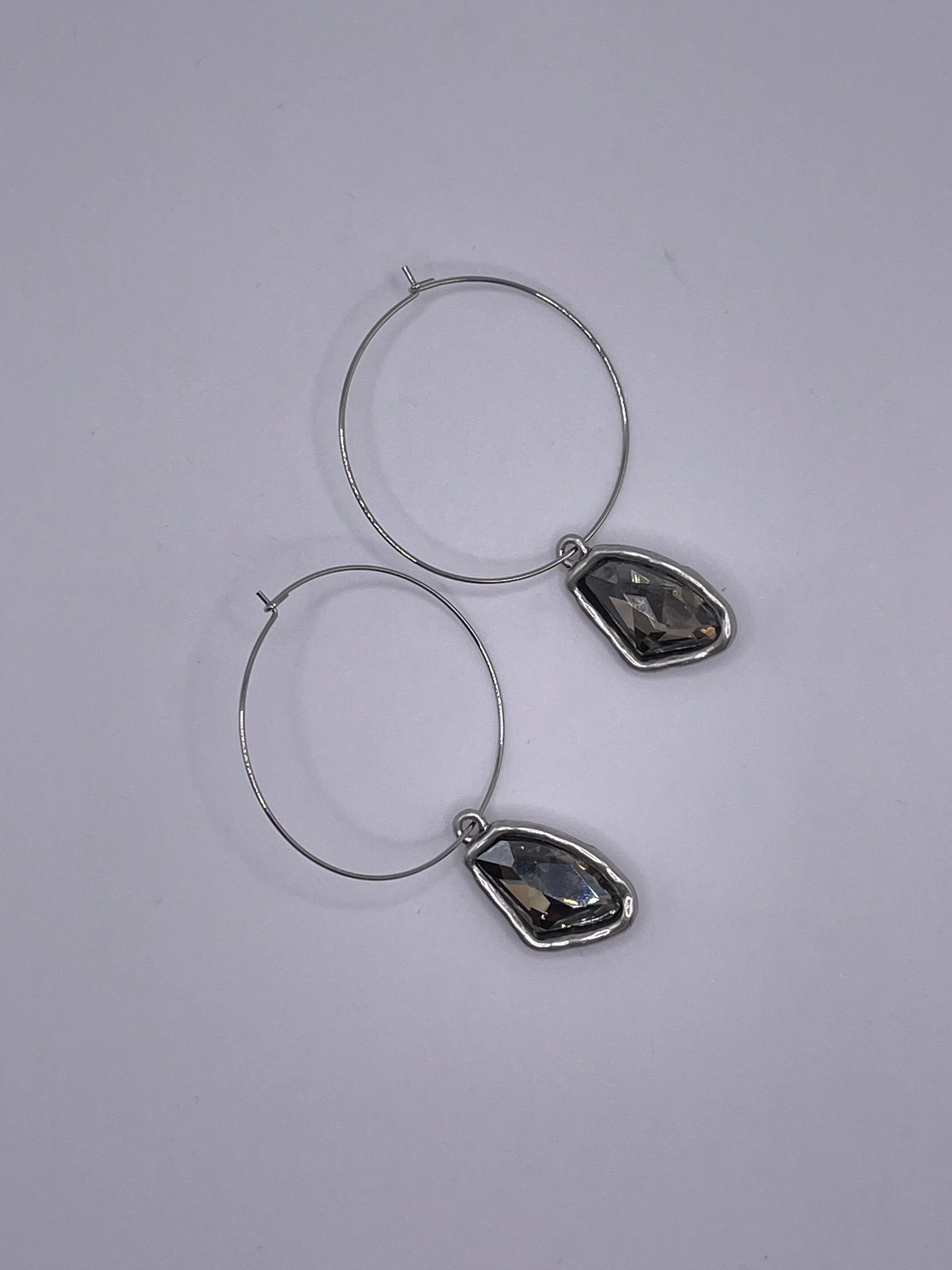 Gold/Silver Hoop with abstract pendant Earrings