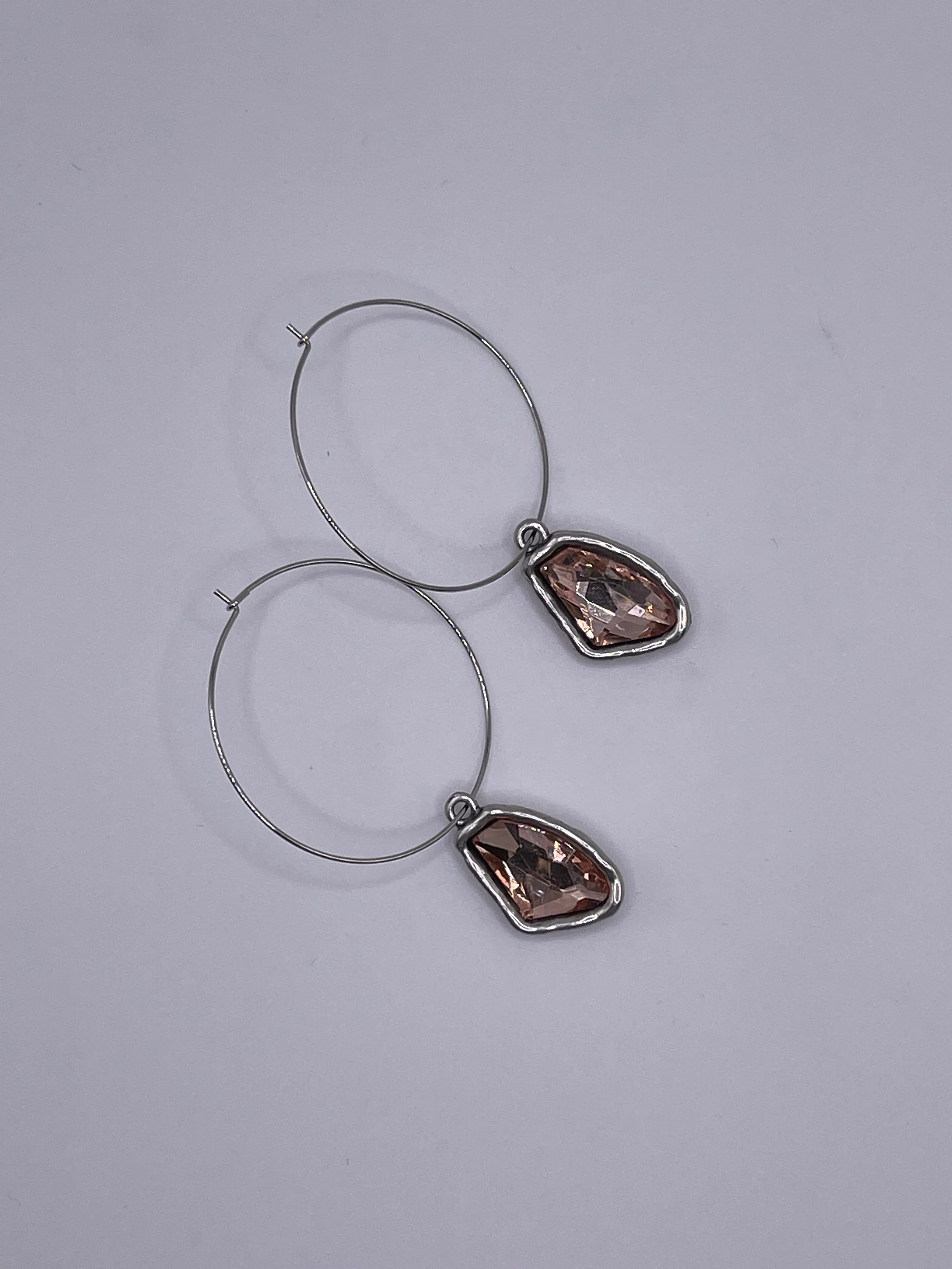 Gold/Silver Hoop with abstract pendant Earrings