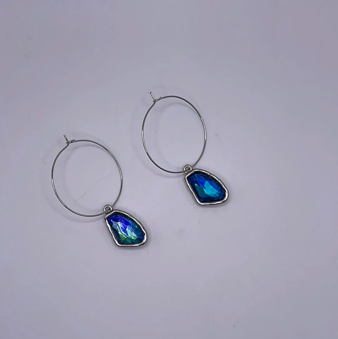 Gold/Silver Hoop with abstract pendant Earrings