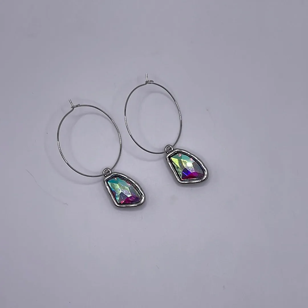 Gold/Silver Hoop with abstract pendant Earrings