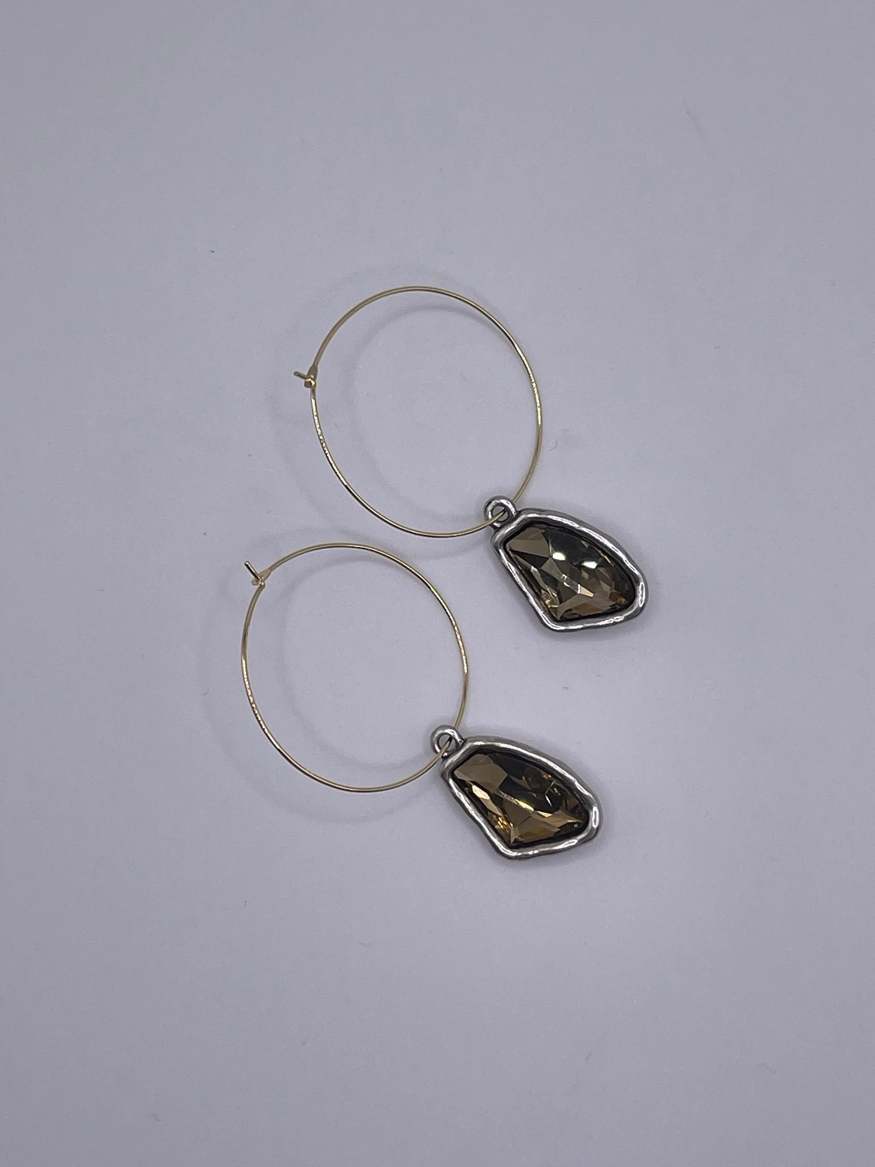 Gold/Silver Hoop with abstract pendant Earrings