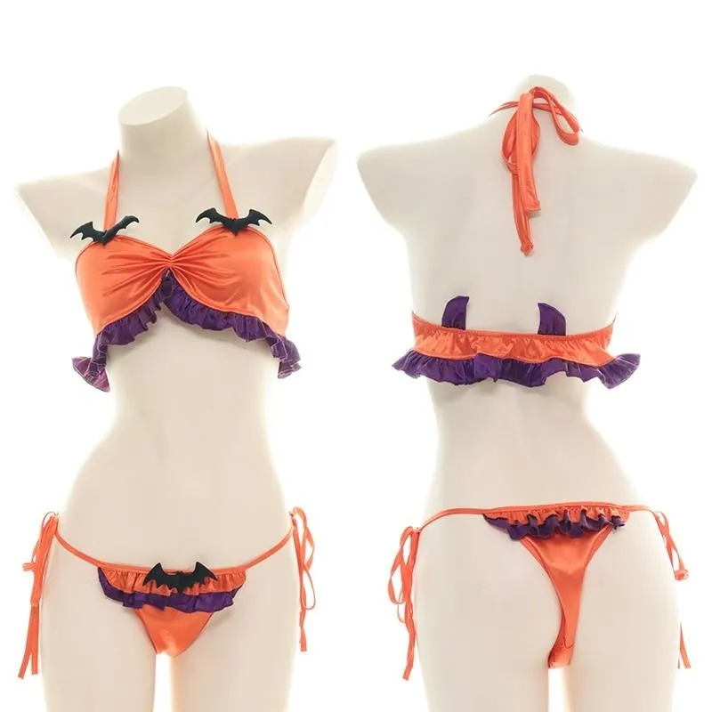 Halloween Ruffled Devil Lingerie Set