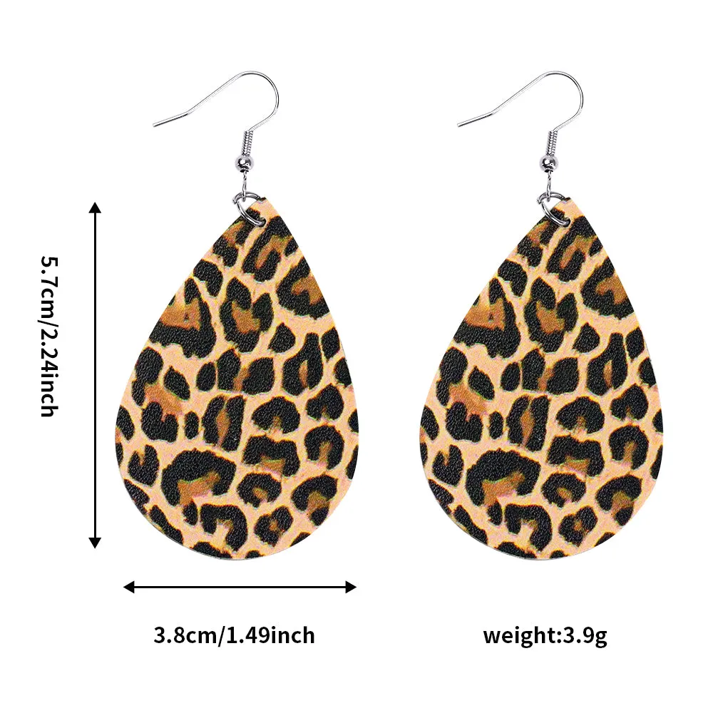 Hawaiian Floral Faux Leather Teardrop Ear Bling Two Styles Available