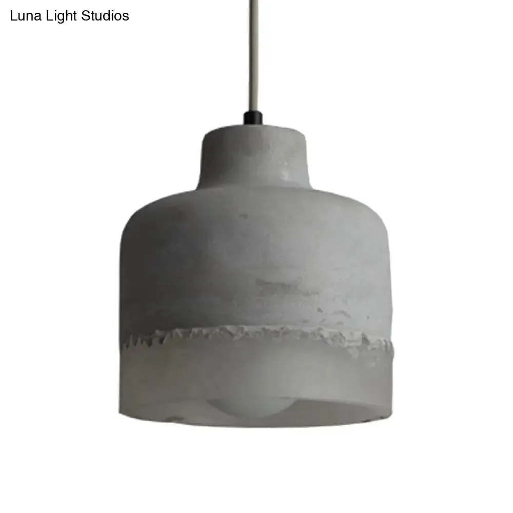 Industrial 1-Light Grey Cement Ceiling Pendant Lamp for Restaurants