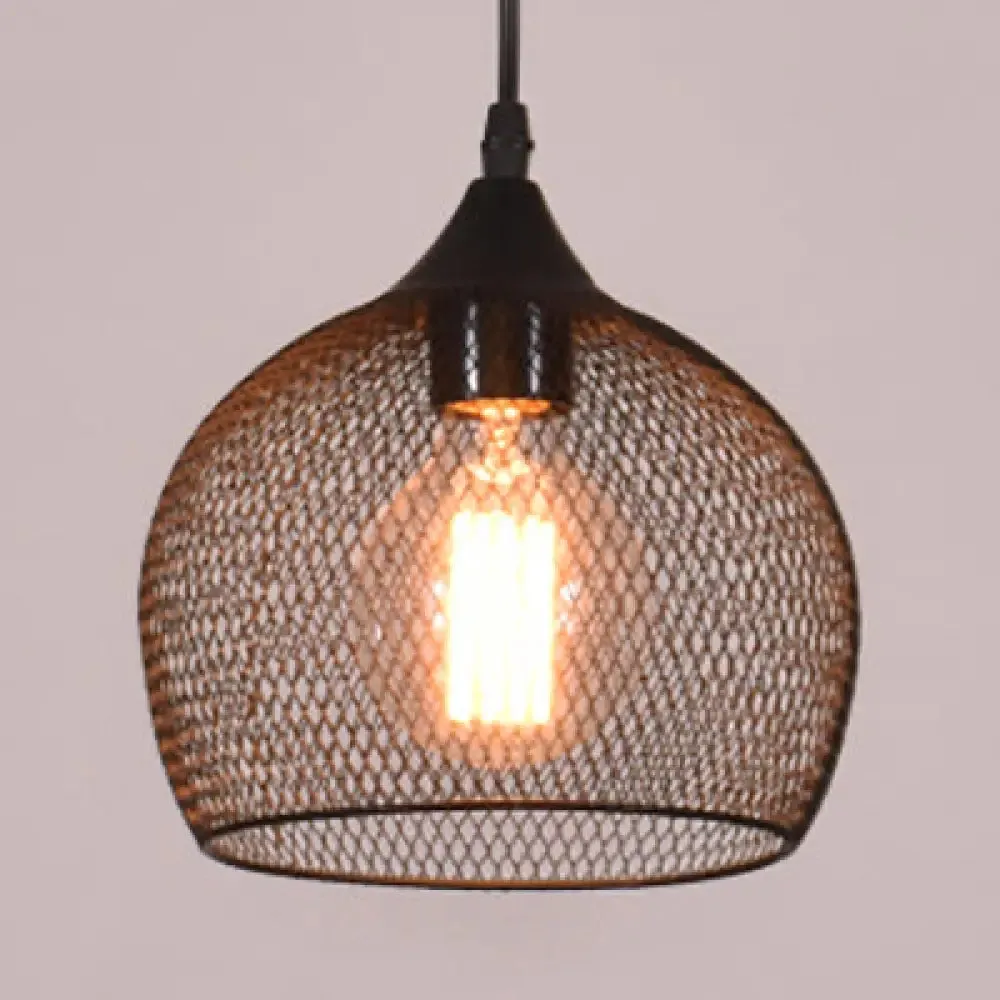 Industrial Black Dome Pendant Lamp for Dining Room- Single Light