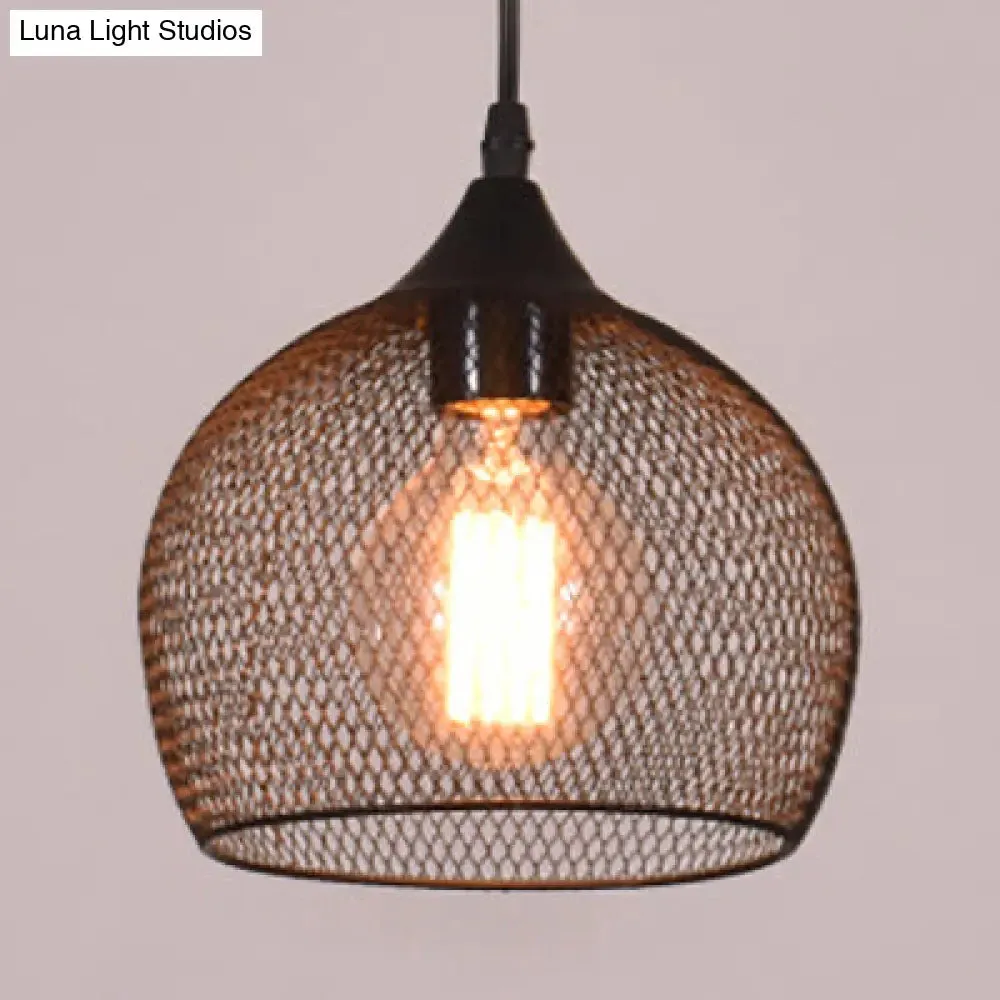 Industrial Black Dome Pendant Lamp for Dining Room- Single Light