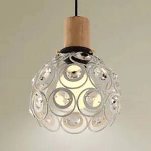 Industrial Dome Hanging Ceiling Light with Crystal Bead Deco - 1 Head Pendant Light in Black/White for Restaurants