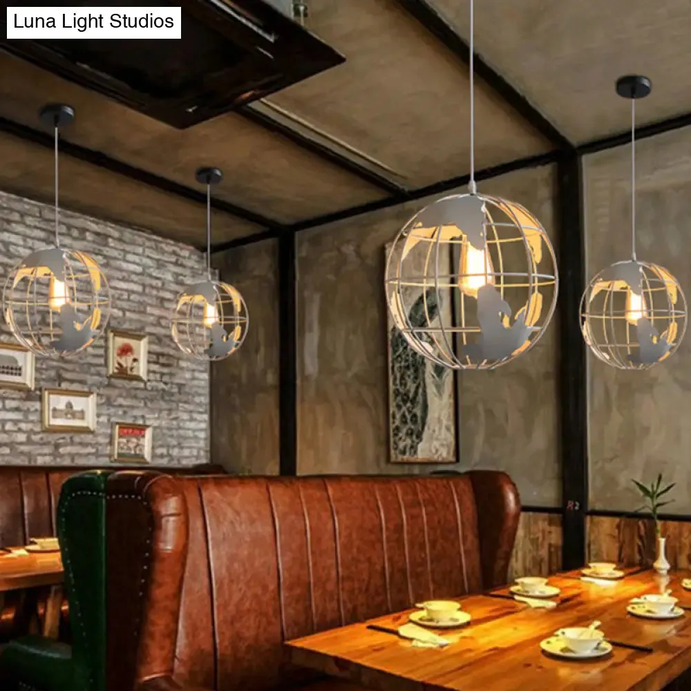 Industrial Metallic Pendant Light with Cage Globe Design for Coffee Shop - 1 Light Ceiling Fixture