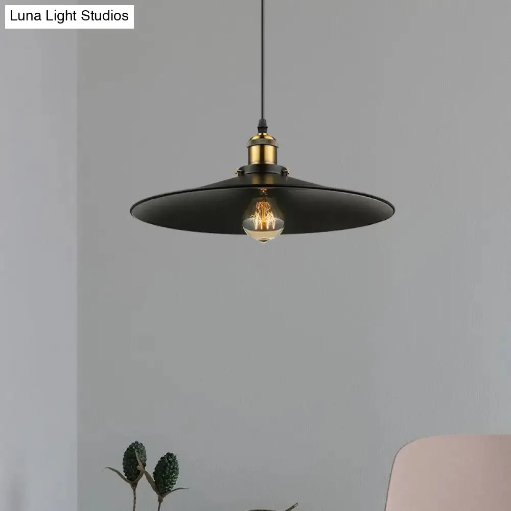 Industrial Style Metal Conic Ceiling Pendant with 1 Light in Brass/Weathered Brass