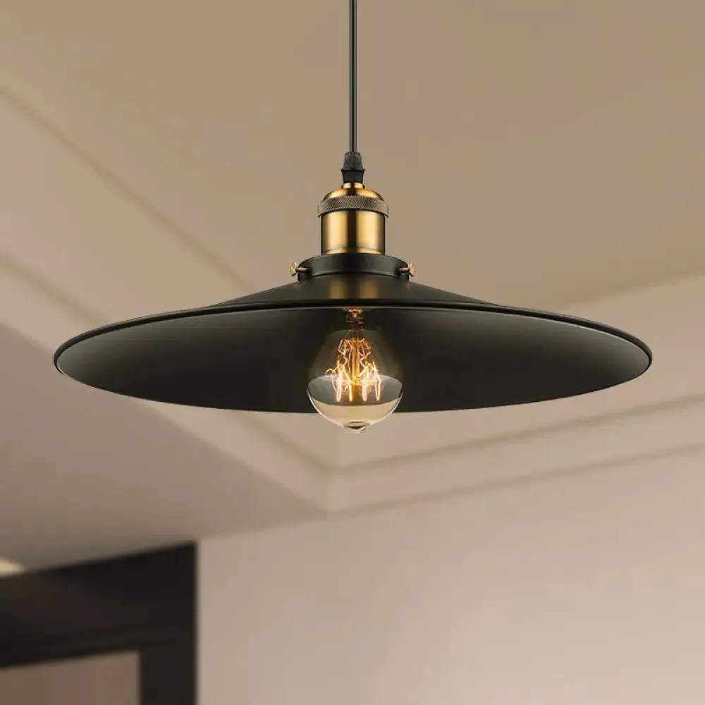 Industrial Style Metal Conic Ceiling Pendant with 1 Light in Brass/Weathered Brass