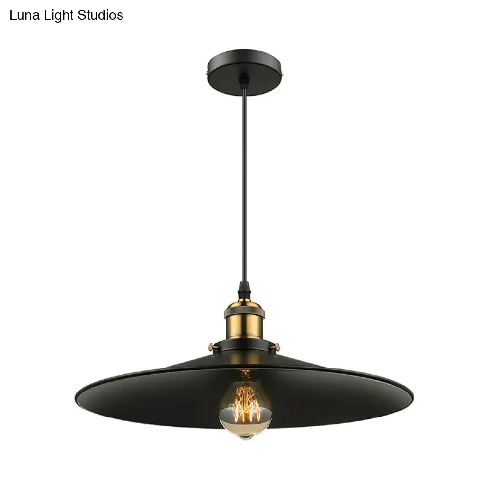 Industrial Style Metal Conic Ceiling Pendant with 1 Light in Brass/Weathered Brass