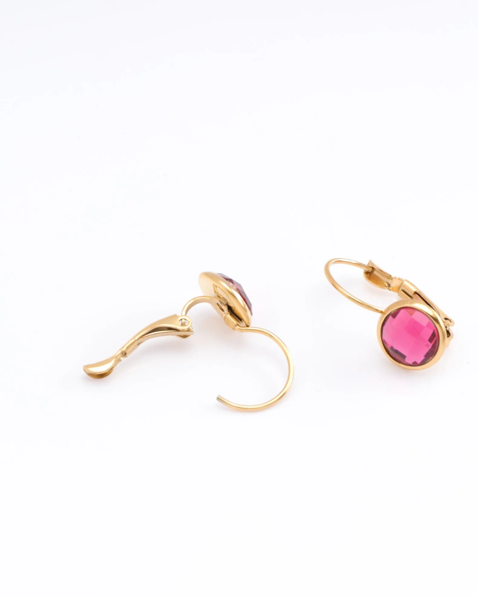 Jemima Pink Crystal Gold Earrings