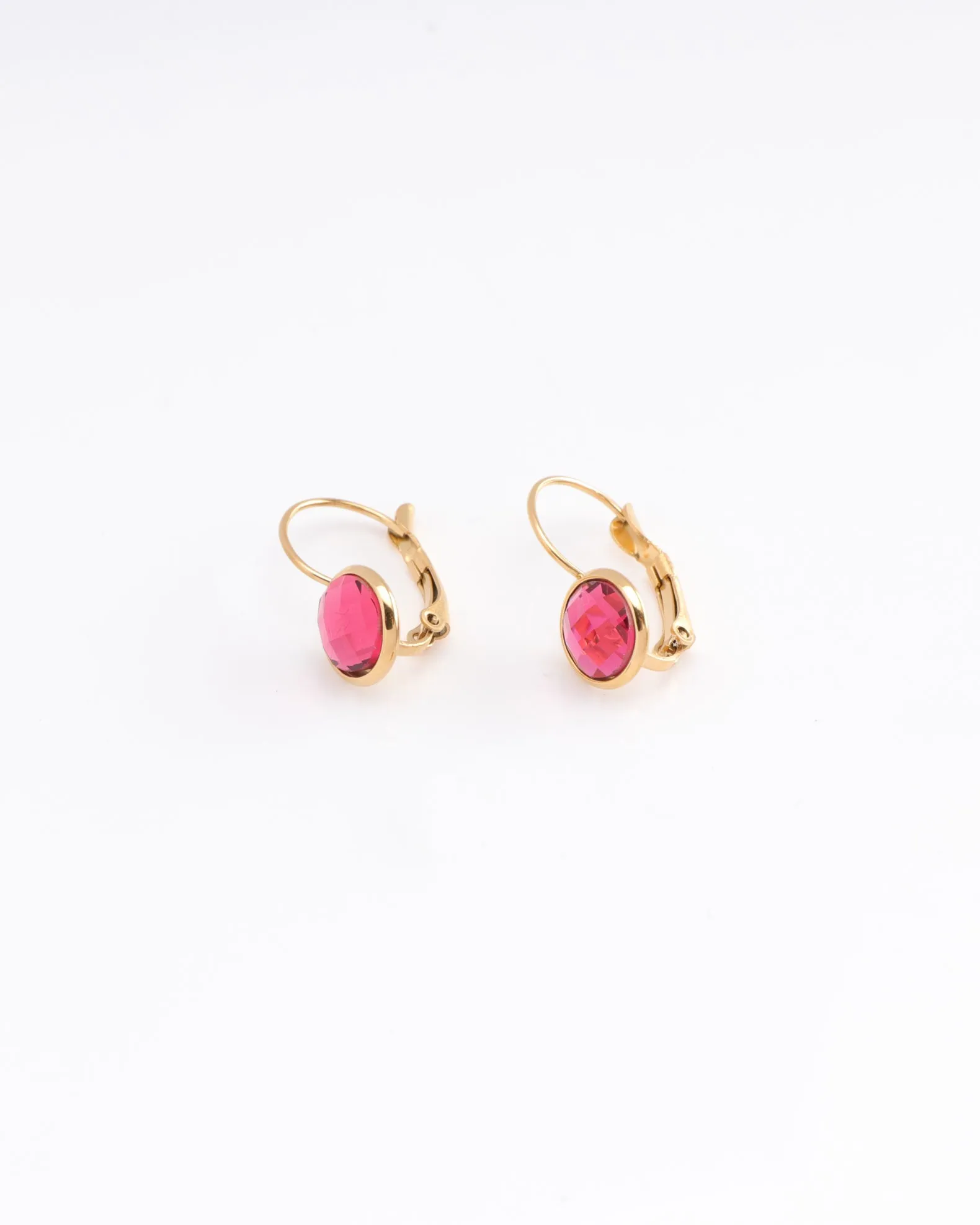 Jemima Pink Crystal Gold Earrings