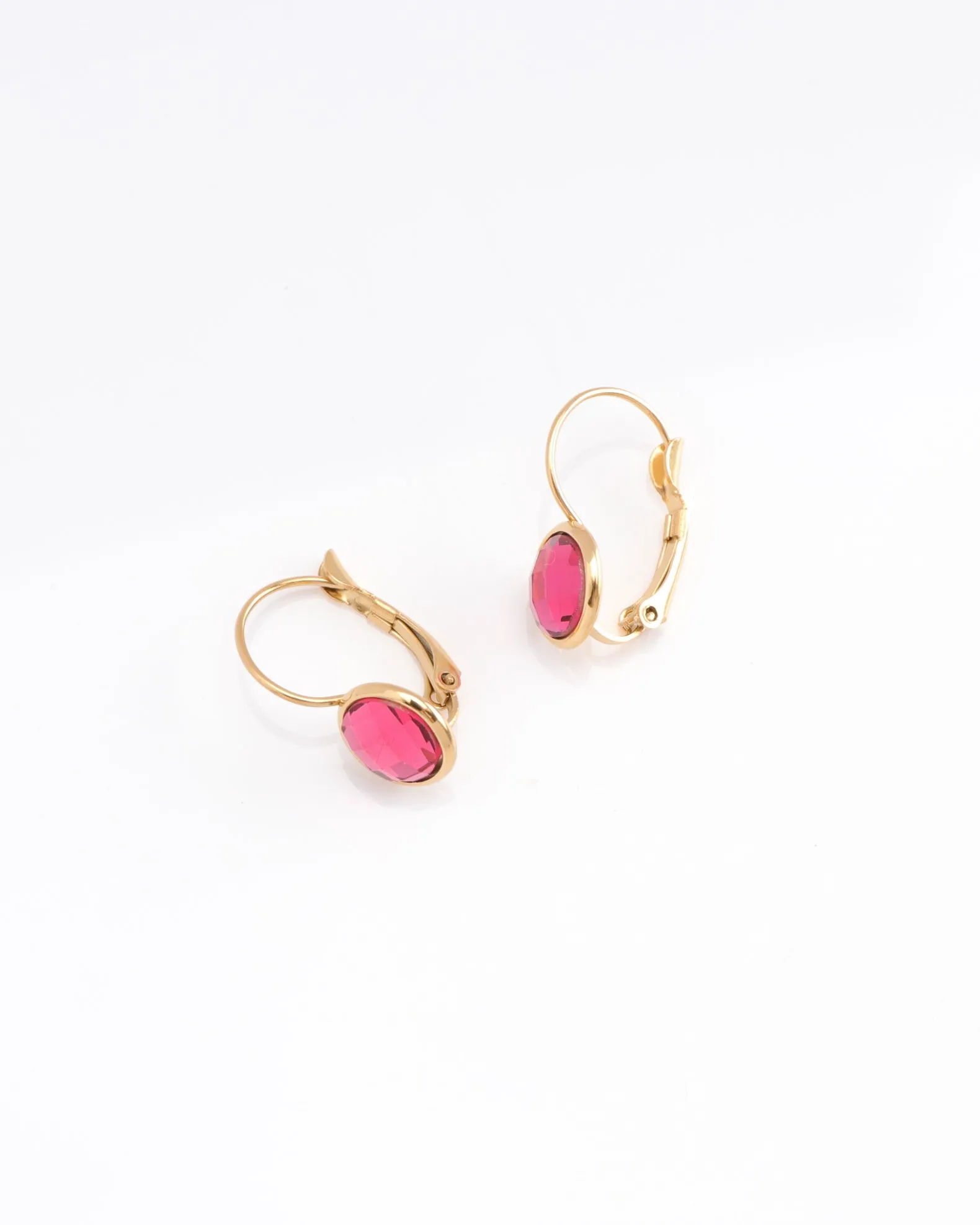 Jemima Pink Crystal Gold Earrings