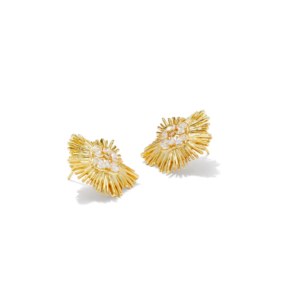 Kendra Scott Dira Crystal Statement Stud - Gold White Crystal