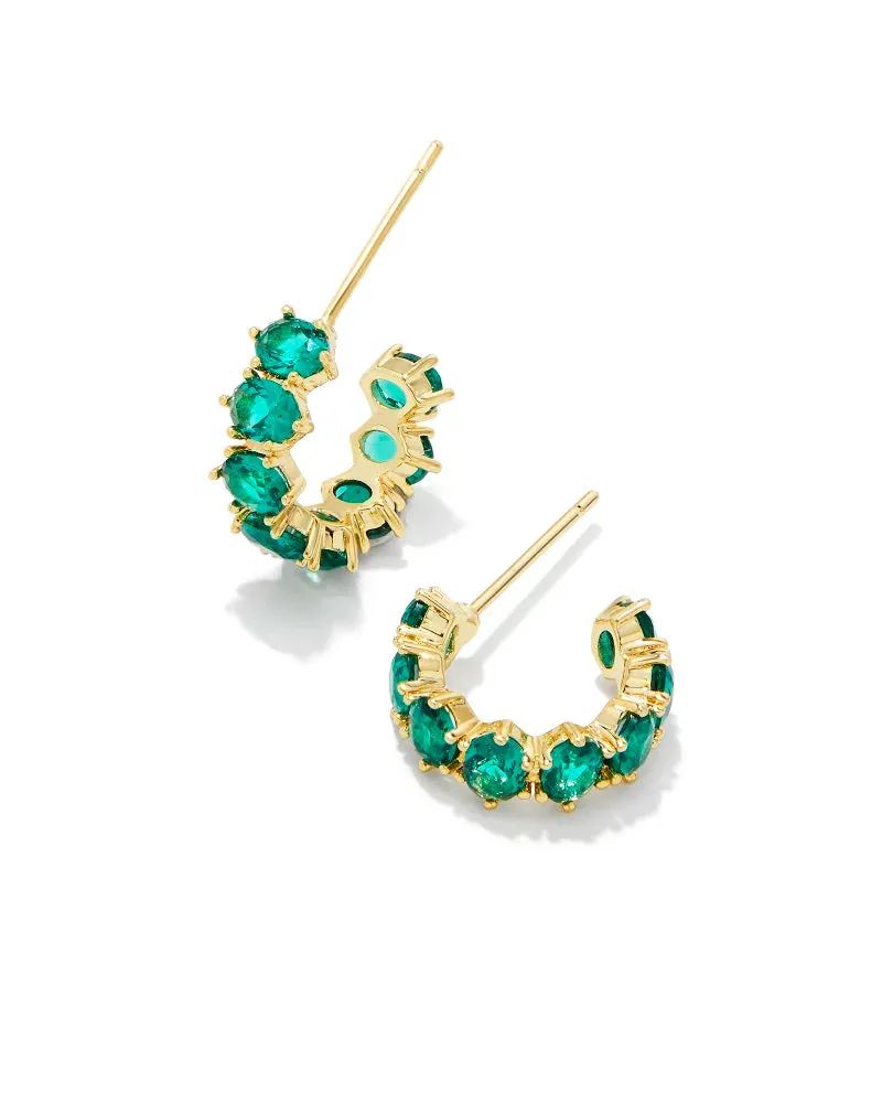 Kendra Scott - Earrings - Cailin Gold Huggie - Green Crystal