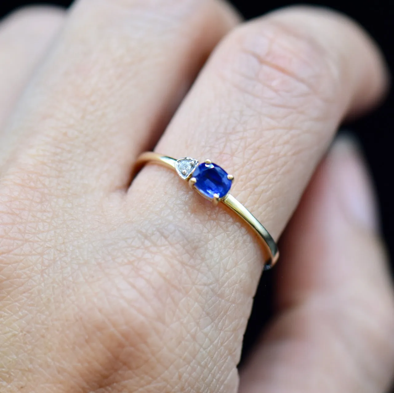 Kyanite and Spinel Minimalist 9CT Yellow Gold Ring