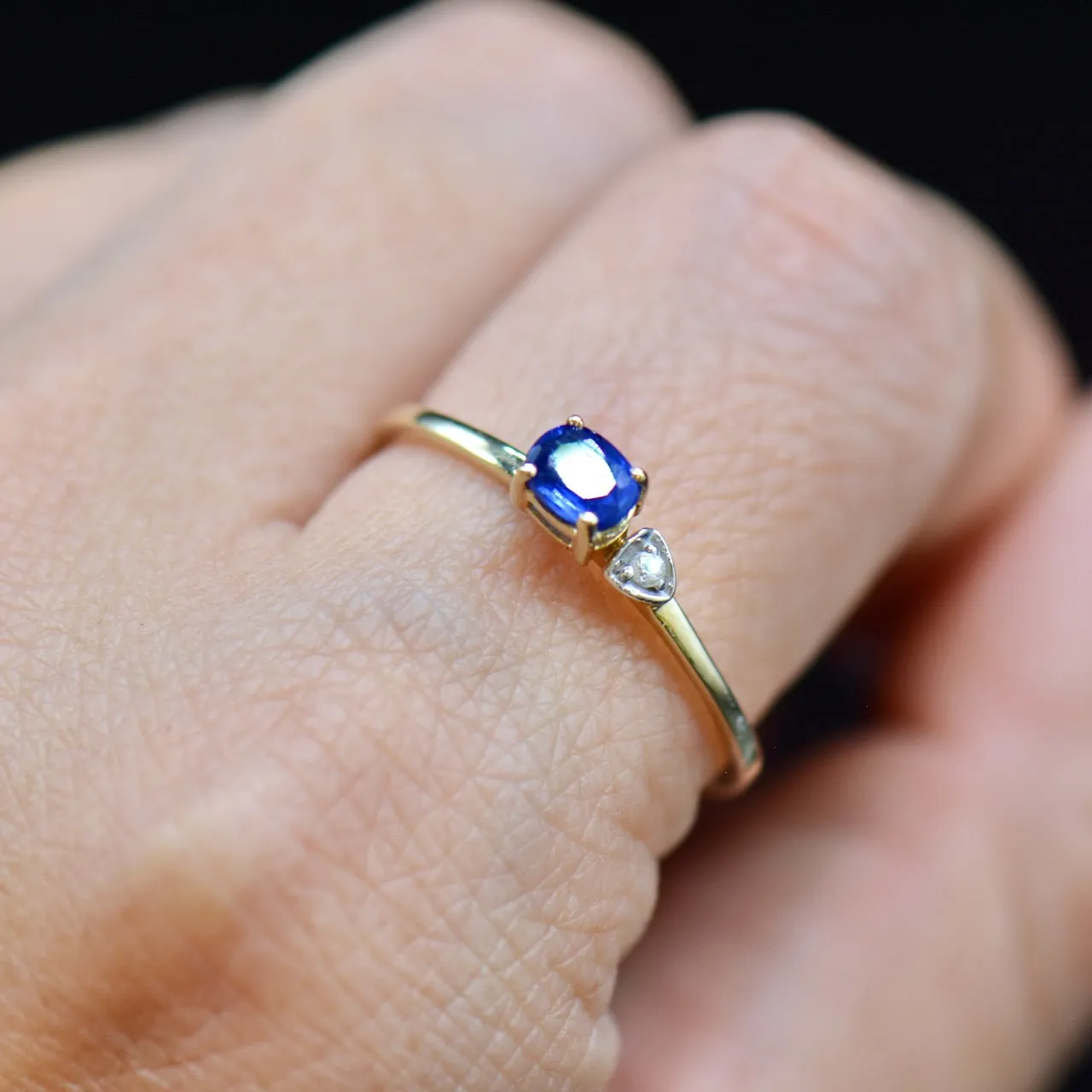 Kyanite and Spinel Minimalist 9CT Yellow Gold Ring