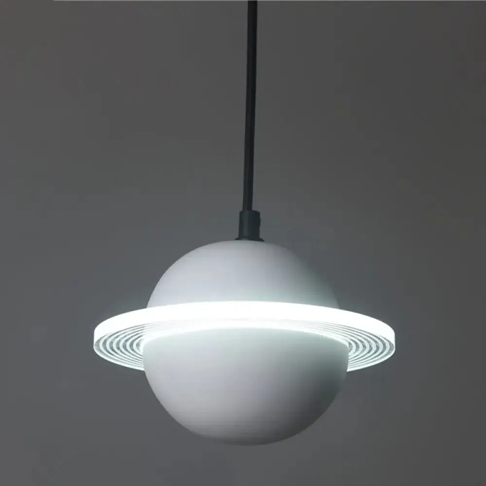 LED Planet Shaped Cement Hanging Lamp: Stylish Single-Bulb Pendant Light for Bedroom