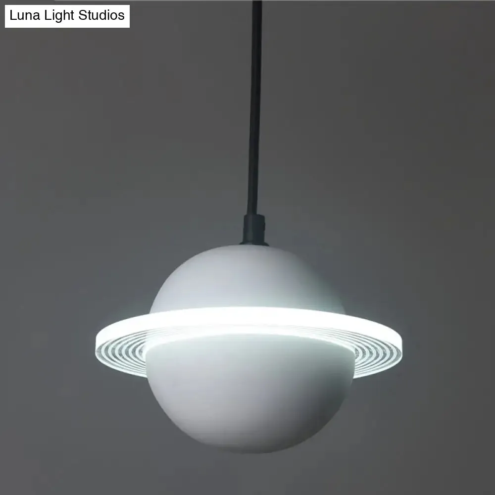 LED Planet Shaped Cement Hanging Lamp: Stylish Single-Bulb Pendant Light for Bedroom