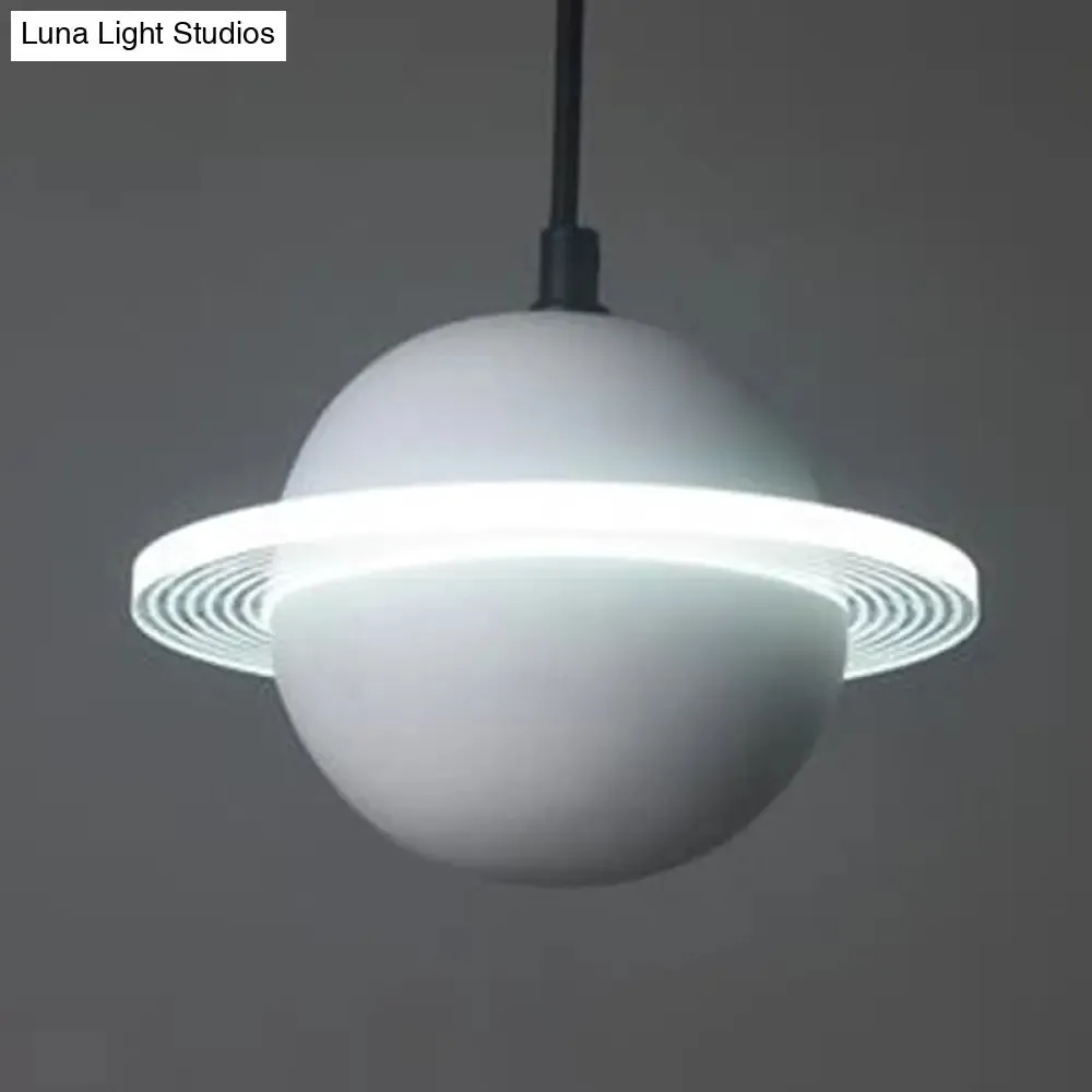 LED Planet Shaped Cement Hanging Lamp: Stylish Single-Bulb Pendant Light for Bedroom