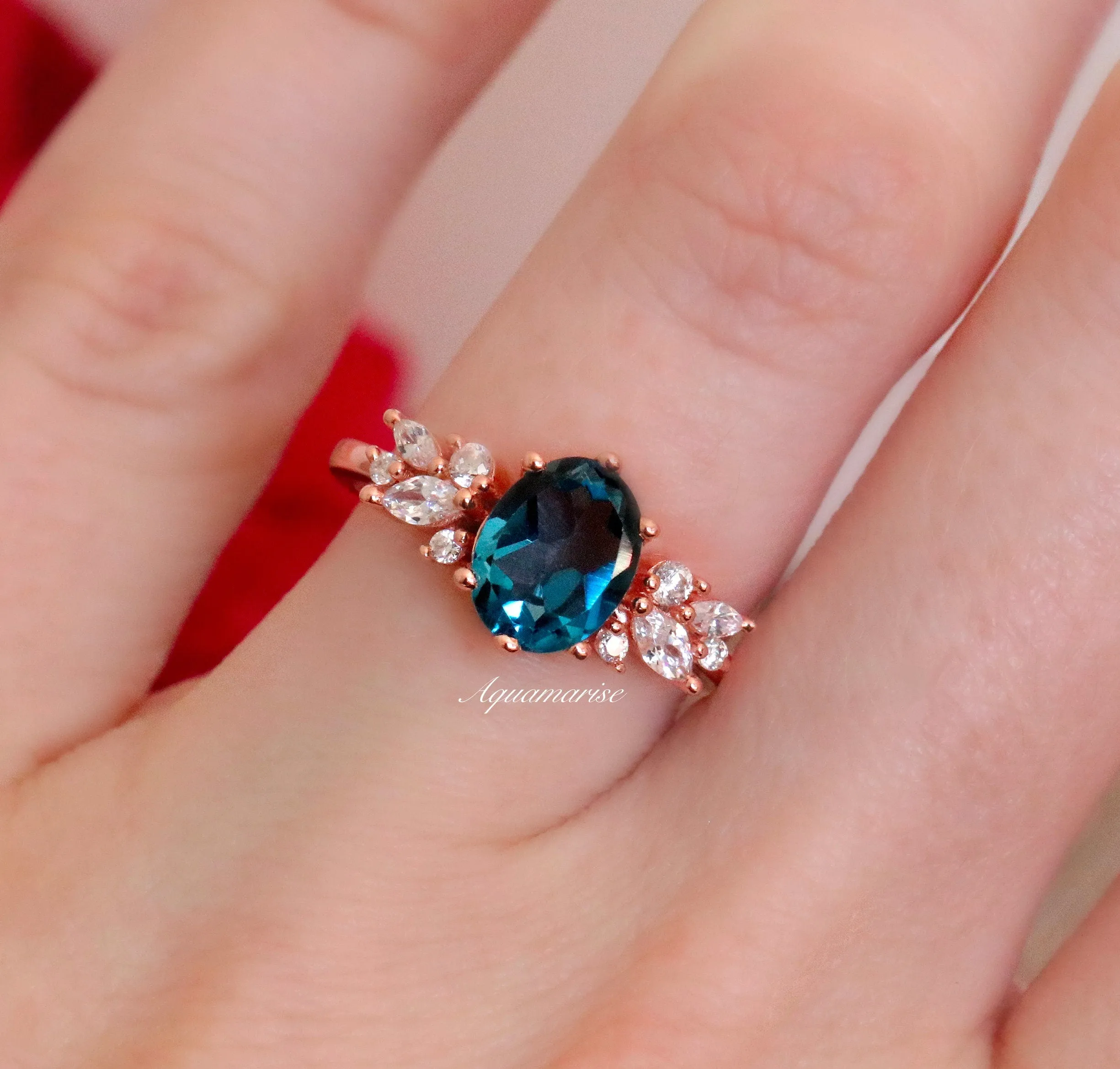 Lily London Blue Topaz Ring- 14K Rose Gold Vermeil