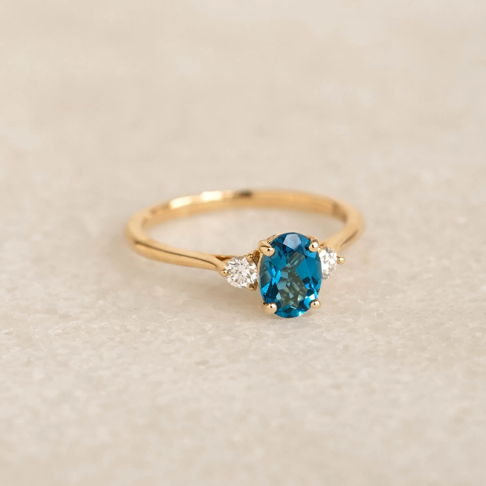 London Blue Topaz and Diamond Ring 14k Gold - Kindra